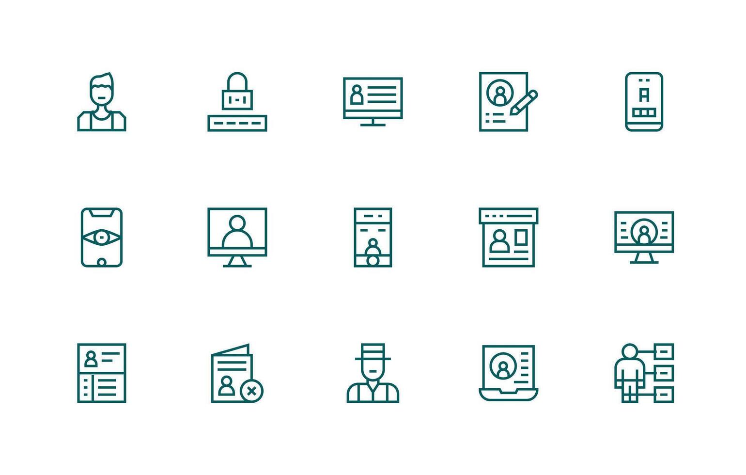 Personal Data featuring 15 Icons in Regular Line Design Universal Icon Pack vector