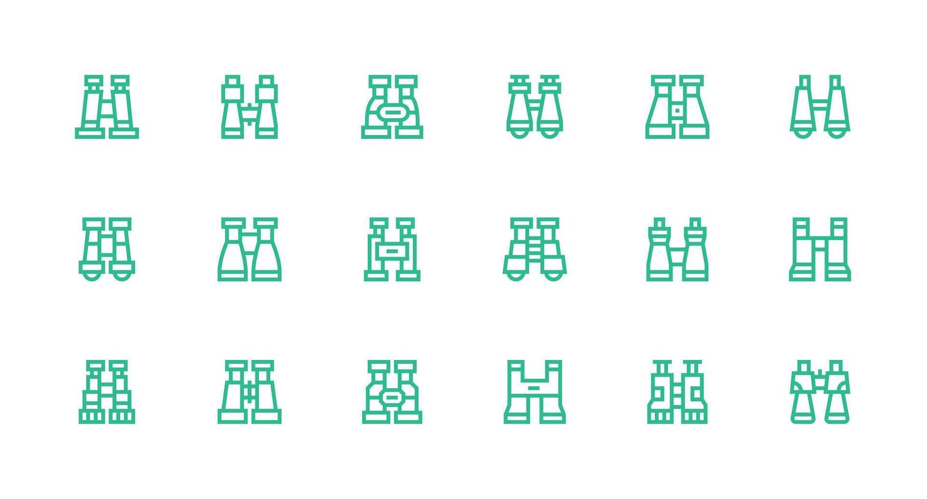 18 Icons for Spotting Scope in Strong Stroke Line Format Web and App Icon Pack Collection vector