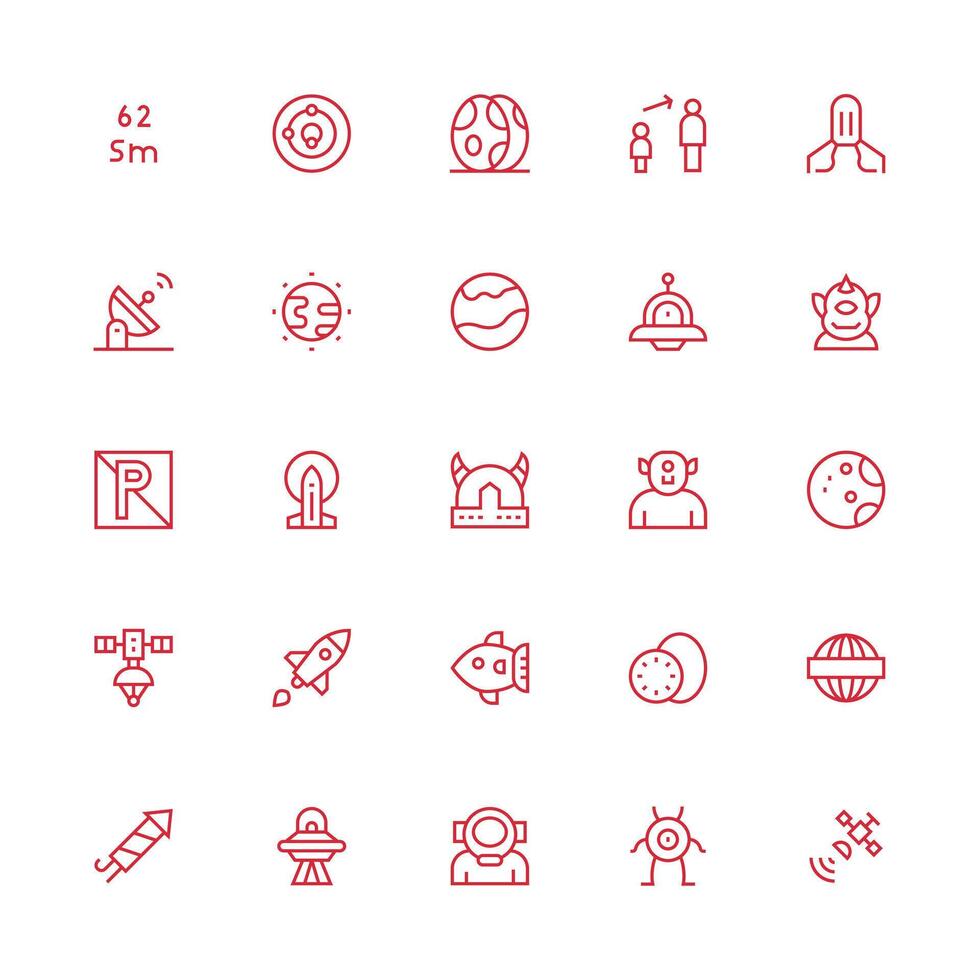 25 Medium Stroke Outline Icons for Space Graphics Scalable Icons for Cross-Platform Interfaces vector