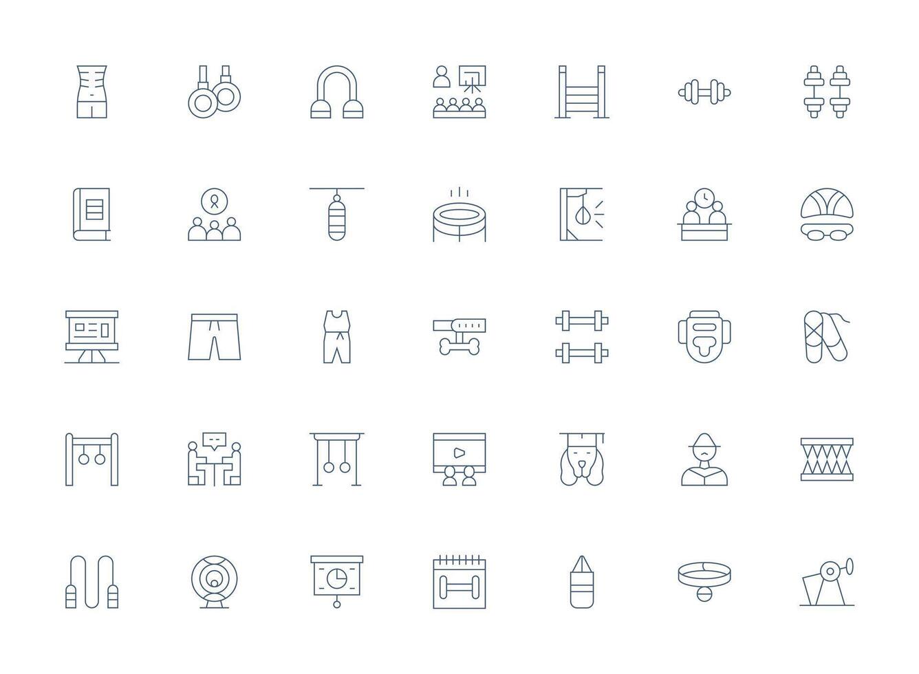 35 Light Line Style Icons from Training Collection User Interface Icons for Digital Products vector