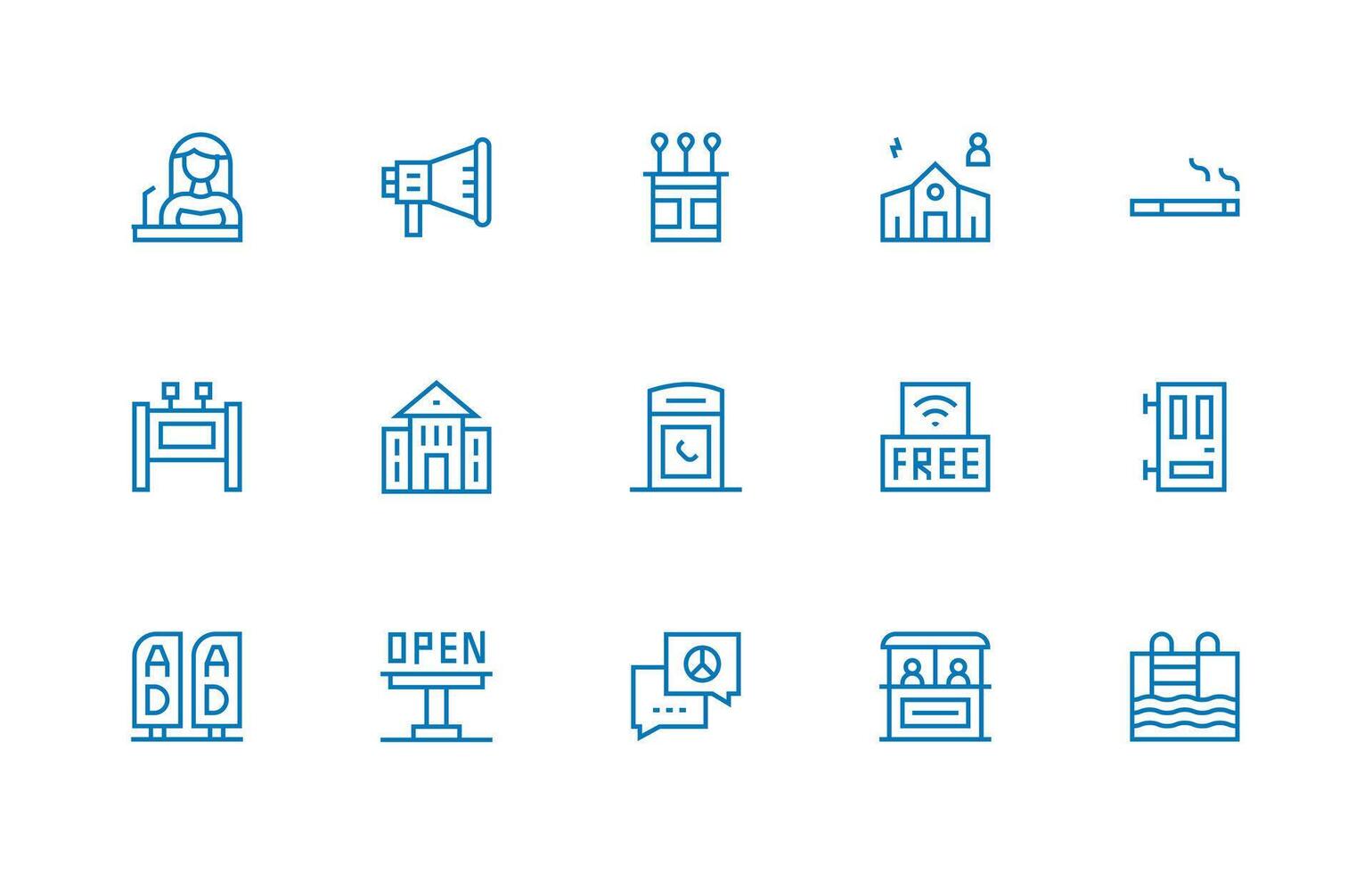 Public Set with 15 Regular Line Icons Scalable Icons for Cross-Platform Interfaces vector