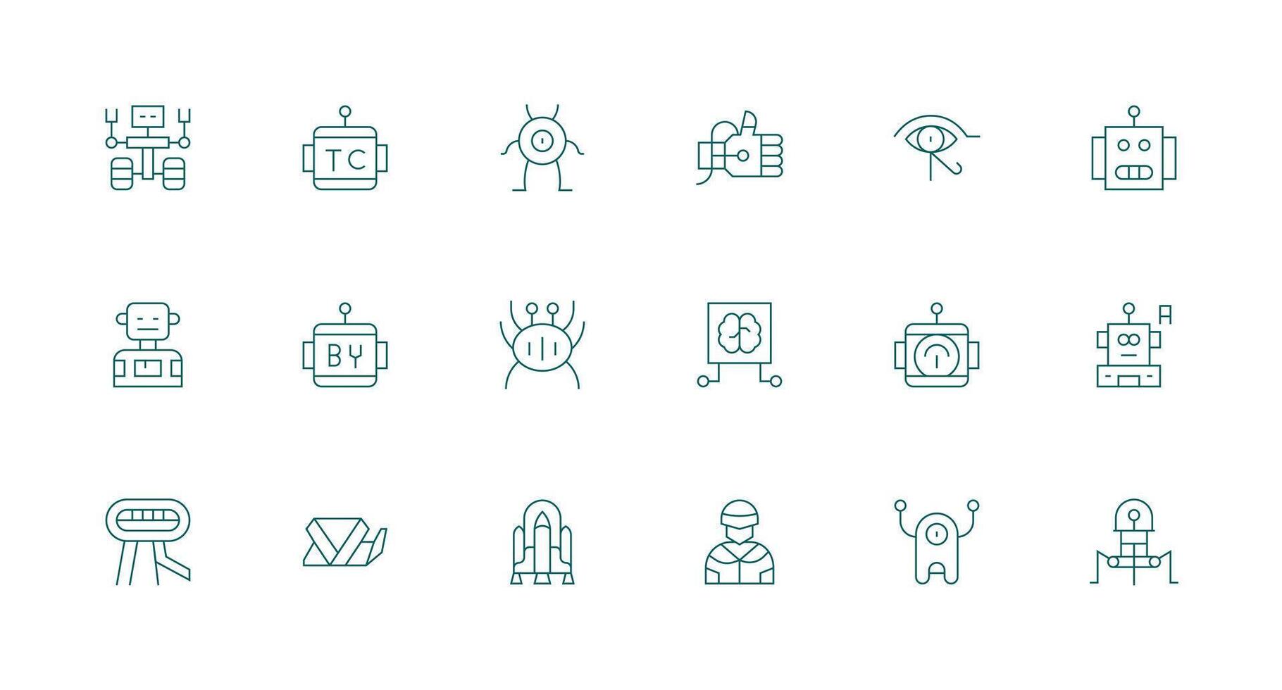 futurista icono conjunto con 18 mínimo línea gráficos reutilizable icono conjunto vector