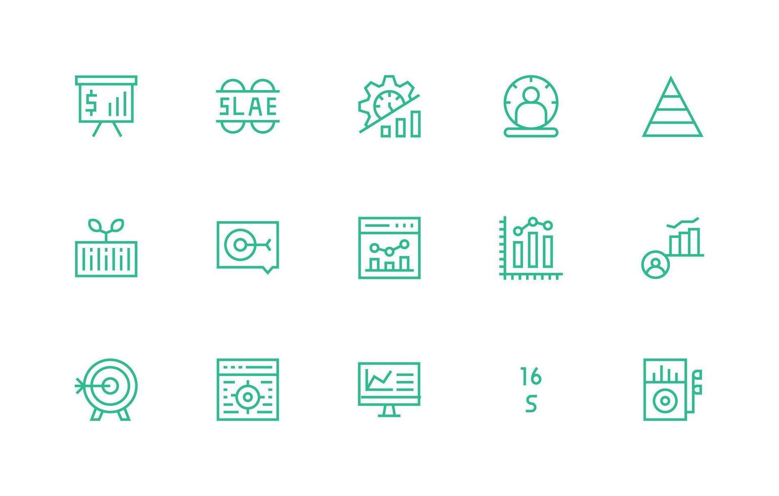 15 Icons for Metrics in Regular Line Format Lightweight Icon Series for Fast Prototypes vector