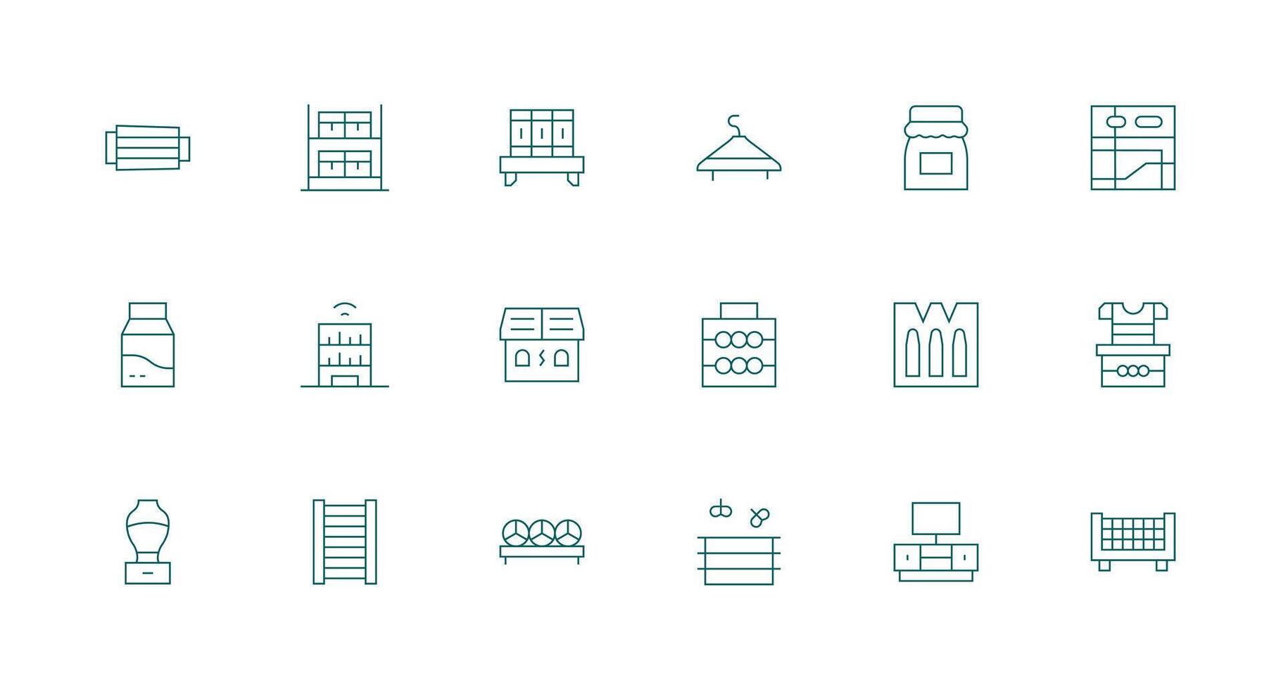 Shelf Set with 18 Minimal Line Icons Simple Icon Pack vector