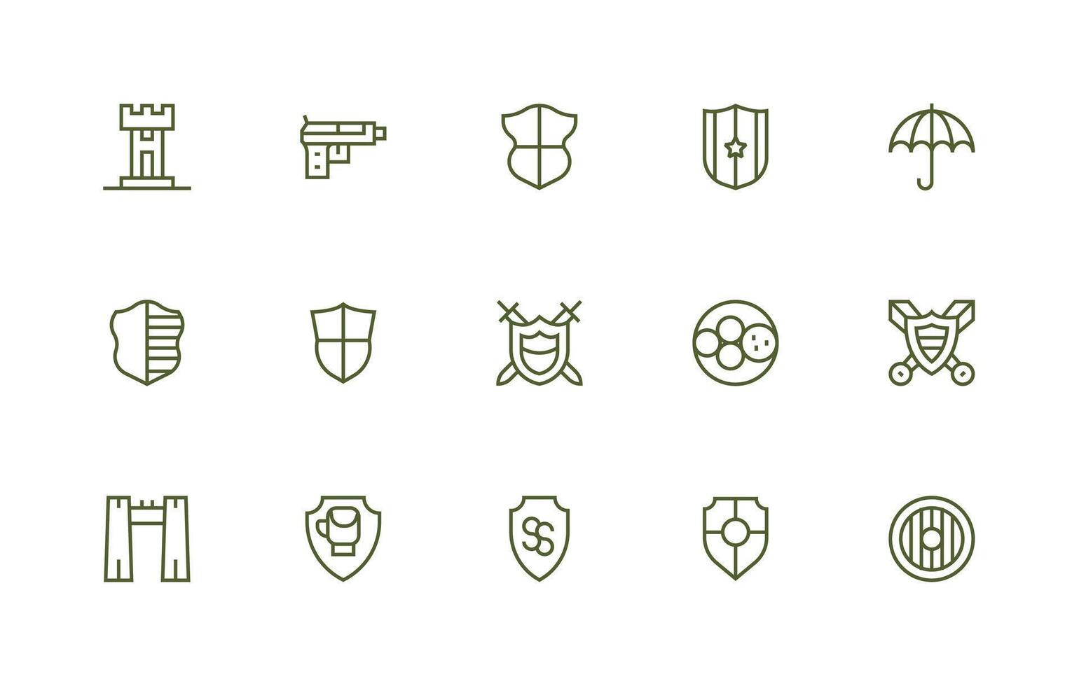 Defense Mechanism Icon Set with 15 Regular Line Graphics Design Ready Icon Set for Teams vector