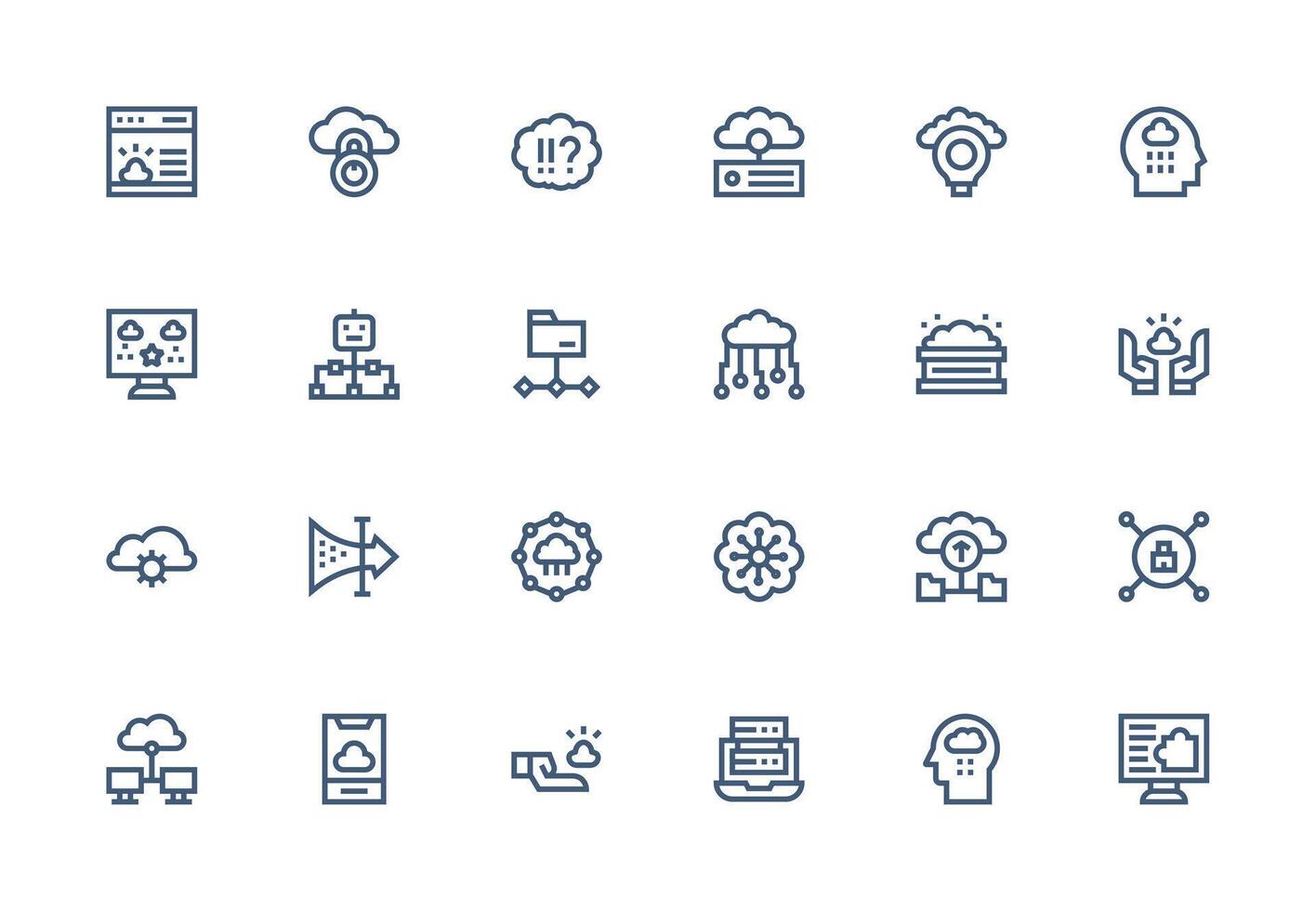 Cloud Computing Visual Pack containing 24 Thick Line Line Icons Multi-Style Icons for Creative Projects vector
