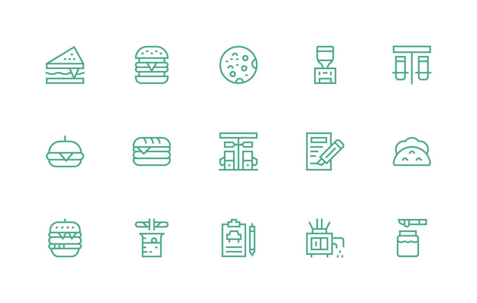 15 Icons for Filling in Regular Line Format Essential Icon Collection vector