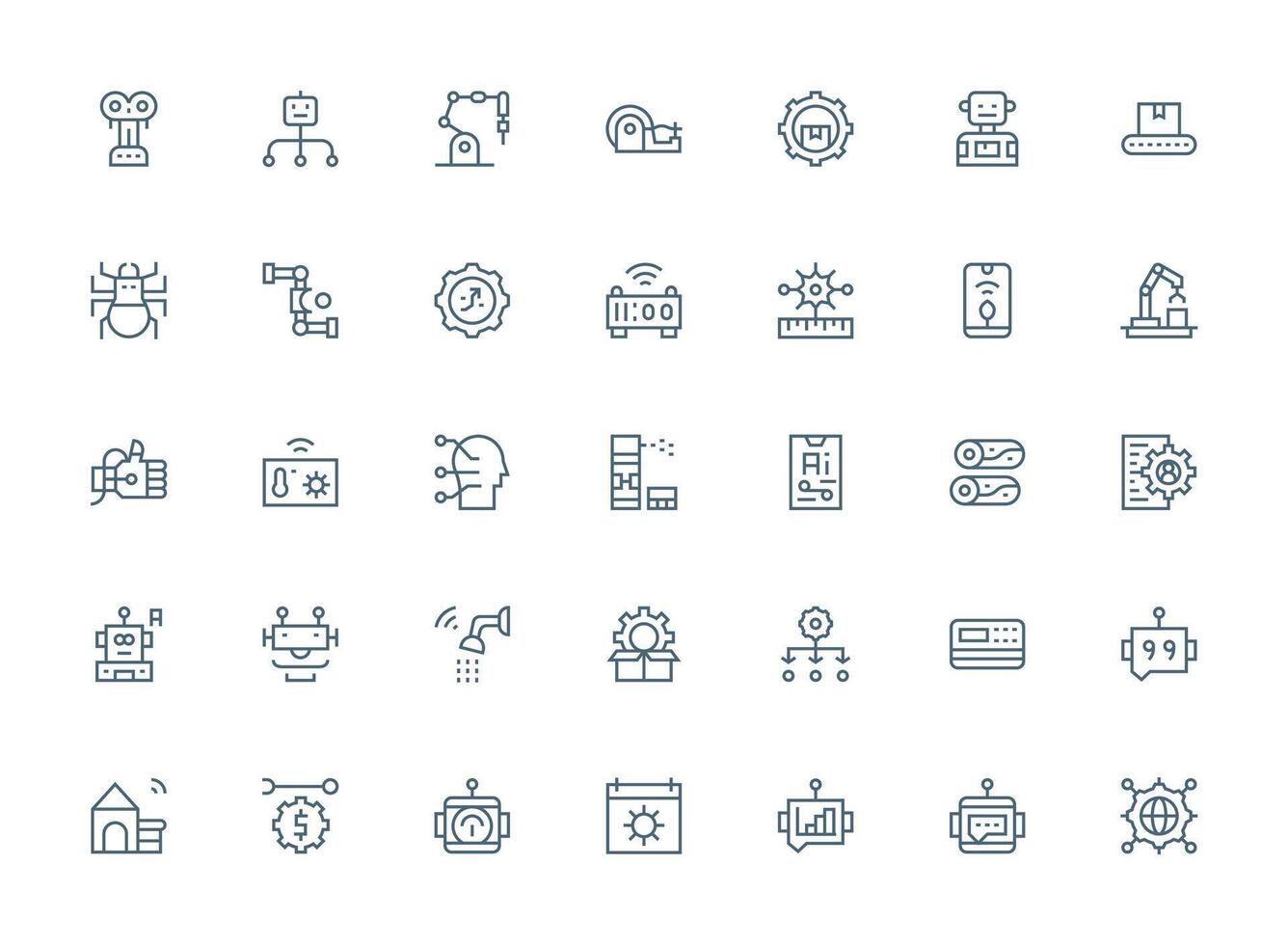 Automation Visual Pack containing 35 Regular Clean Line Icons Simplified Icon Pack for Visual Tools vector