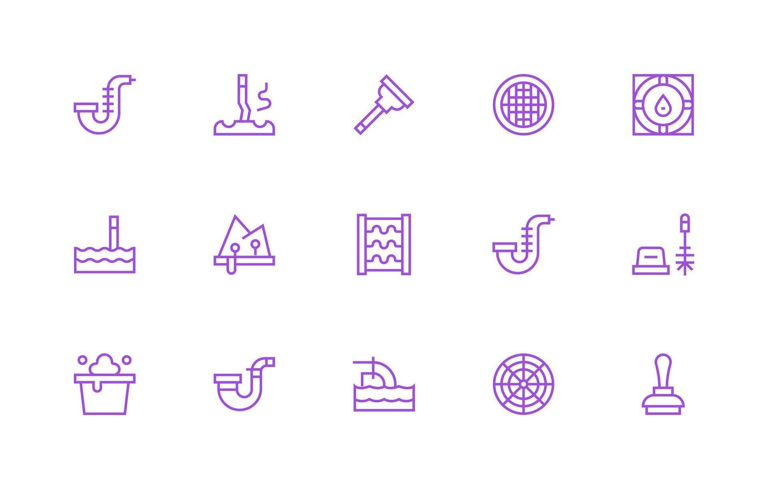 Drainage Visual Pack containing 15 Regular Line Icons Functional Icon Series vector