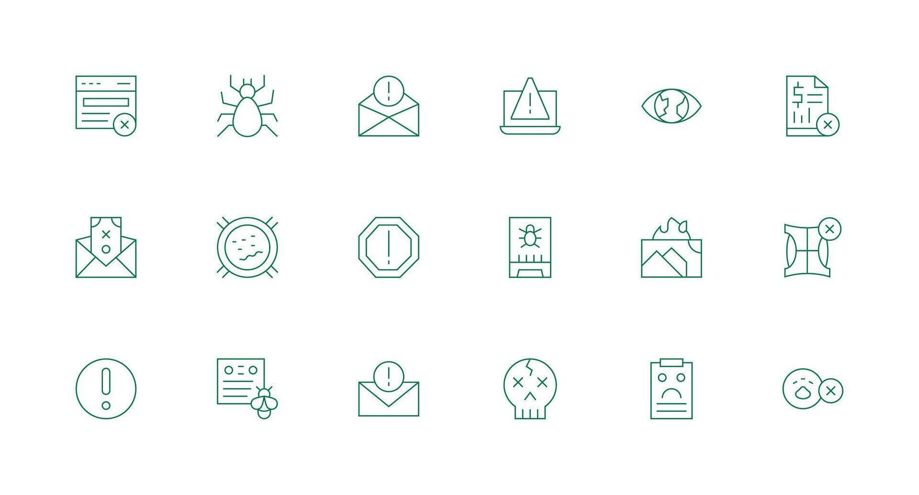 error mensaje icono colección con 18 mínimo línea diseños rápido acceso íconos para ui desarrollo vector
