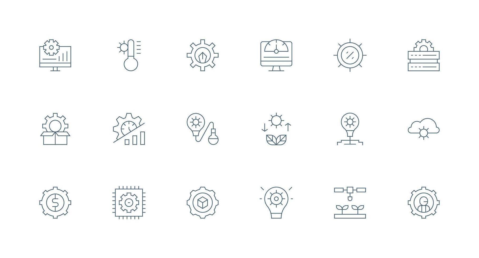 Optimization Visual Pack containing 18 Minimal Line Icons Smart Icon Collection vector