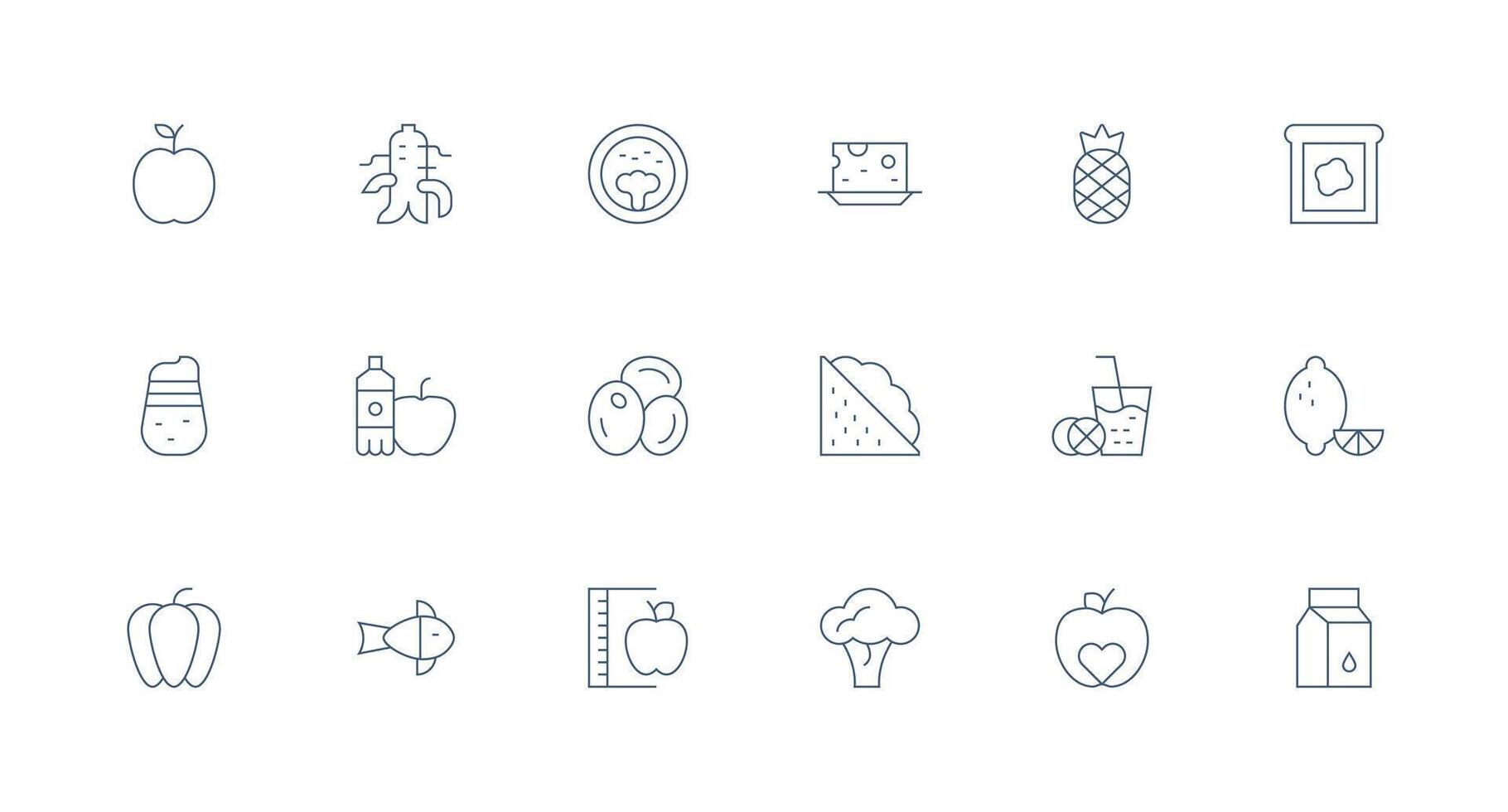 Diet featuring 18 Icons in Minimal Line Design User Interface Icons for Digital Products vector