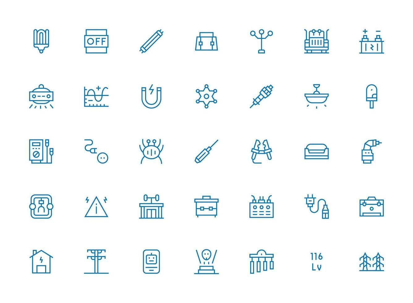 35 Regular Clean Line Vectors for Electrical Theme Interface Icon Collection for Daily Projects