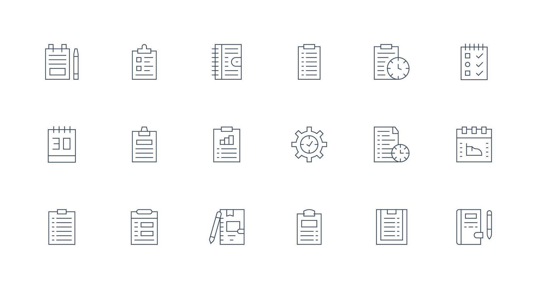 que hacer lista icono conjunto con 18 mínimo línea gráficos flexible icono sistema para web interfaces vector