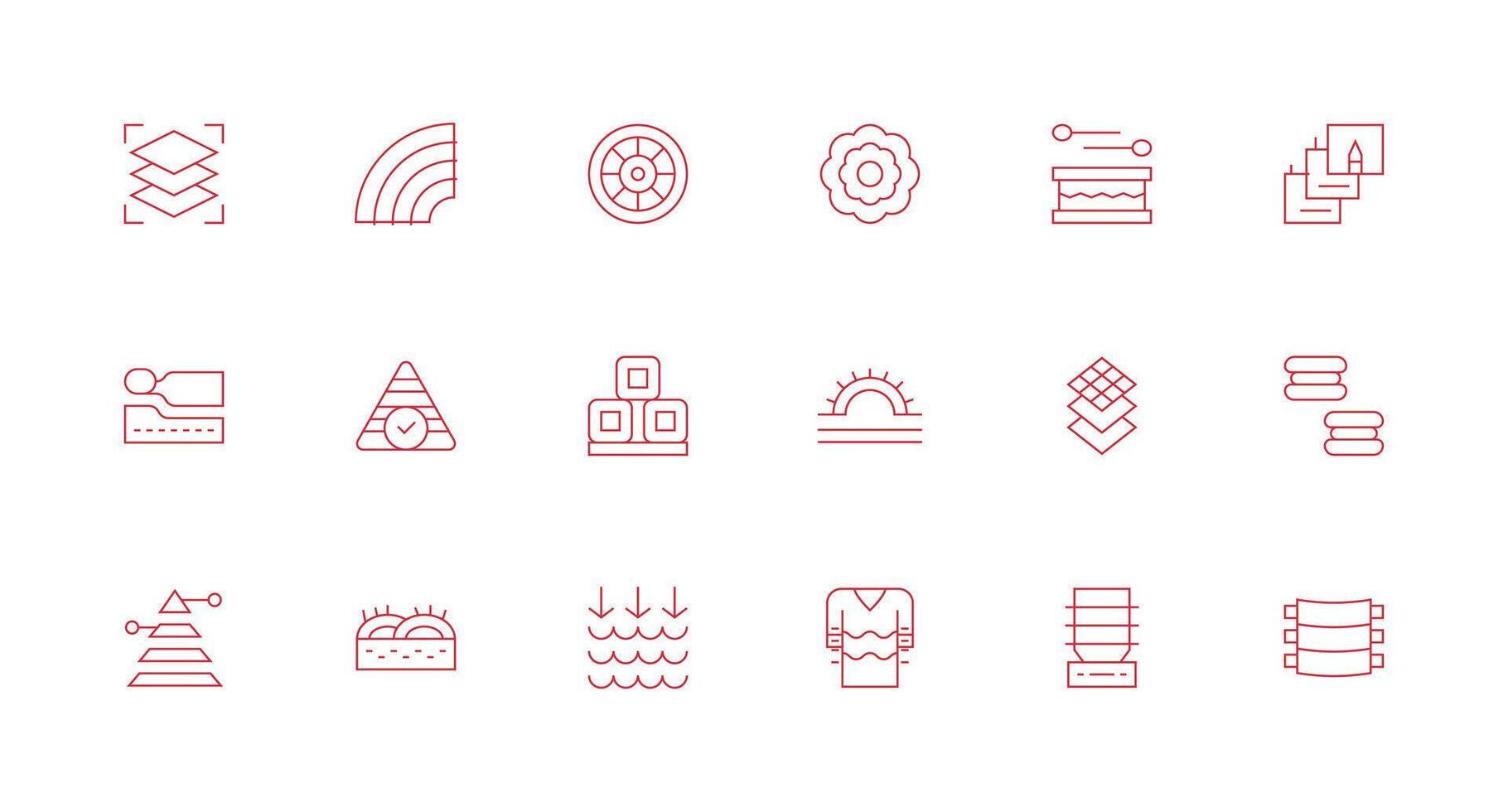 18 Icons for Layers in Minimal Line Format Multi-Purpose Icon Set vector