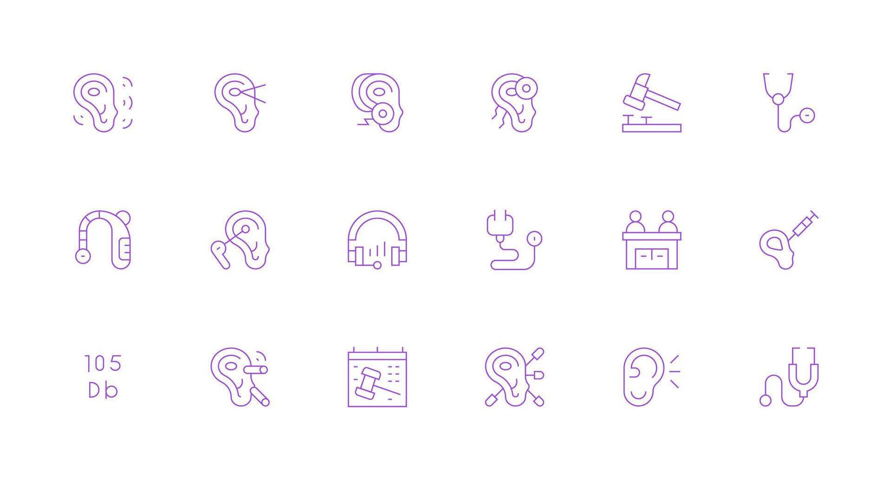 Hearing Icon Set with 18 Minimal Line Graphics High-Resolution Icons for Any Platform vector