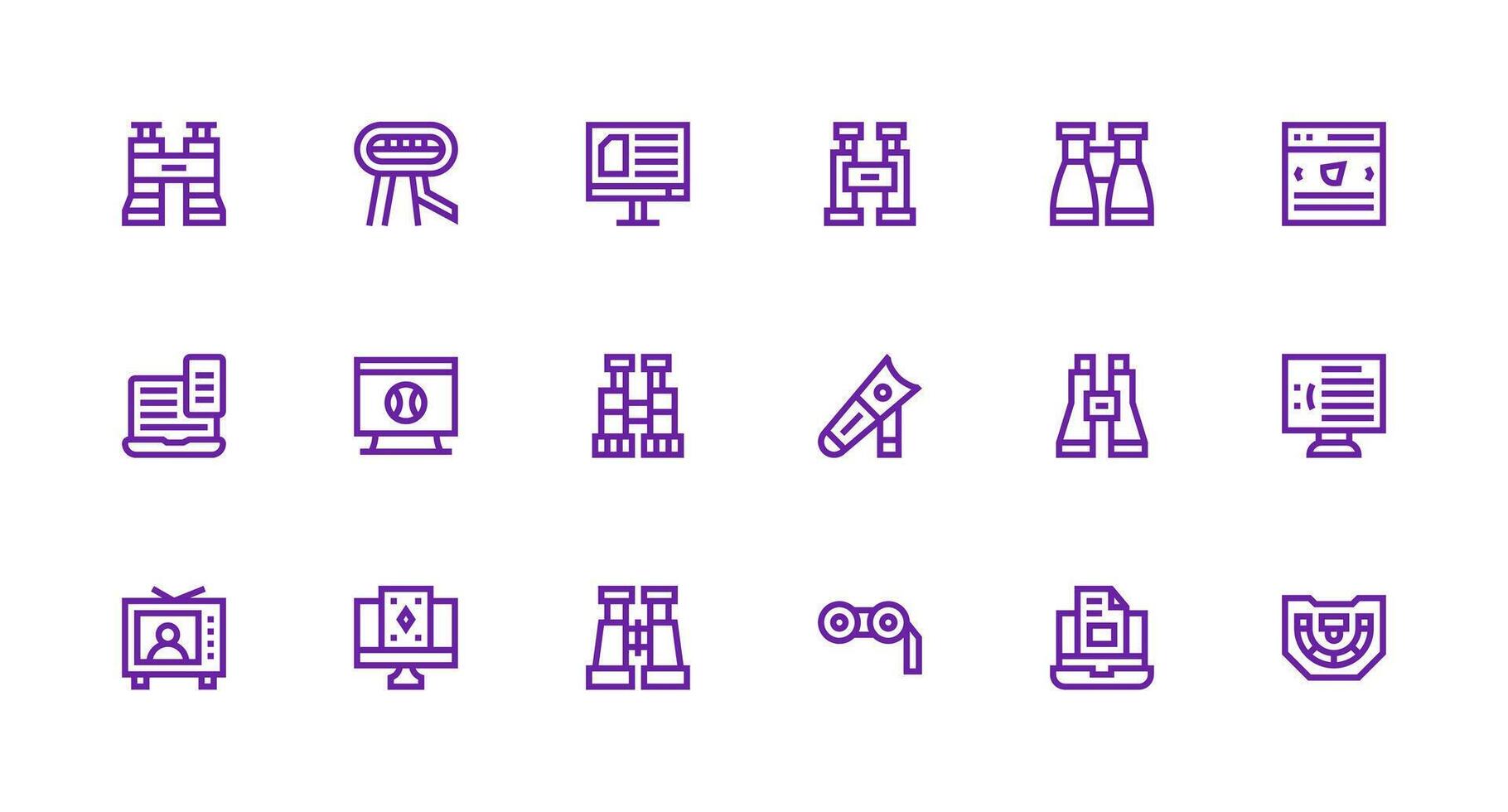 Strong Stroke Line Icons from Viewing Set with 18 Vectors Essential Icon Set for Teams