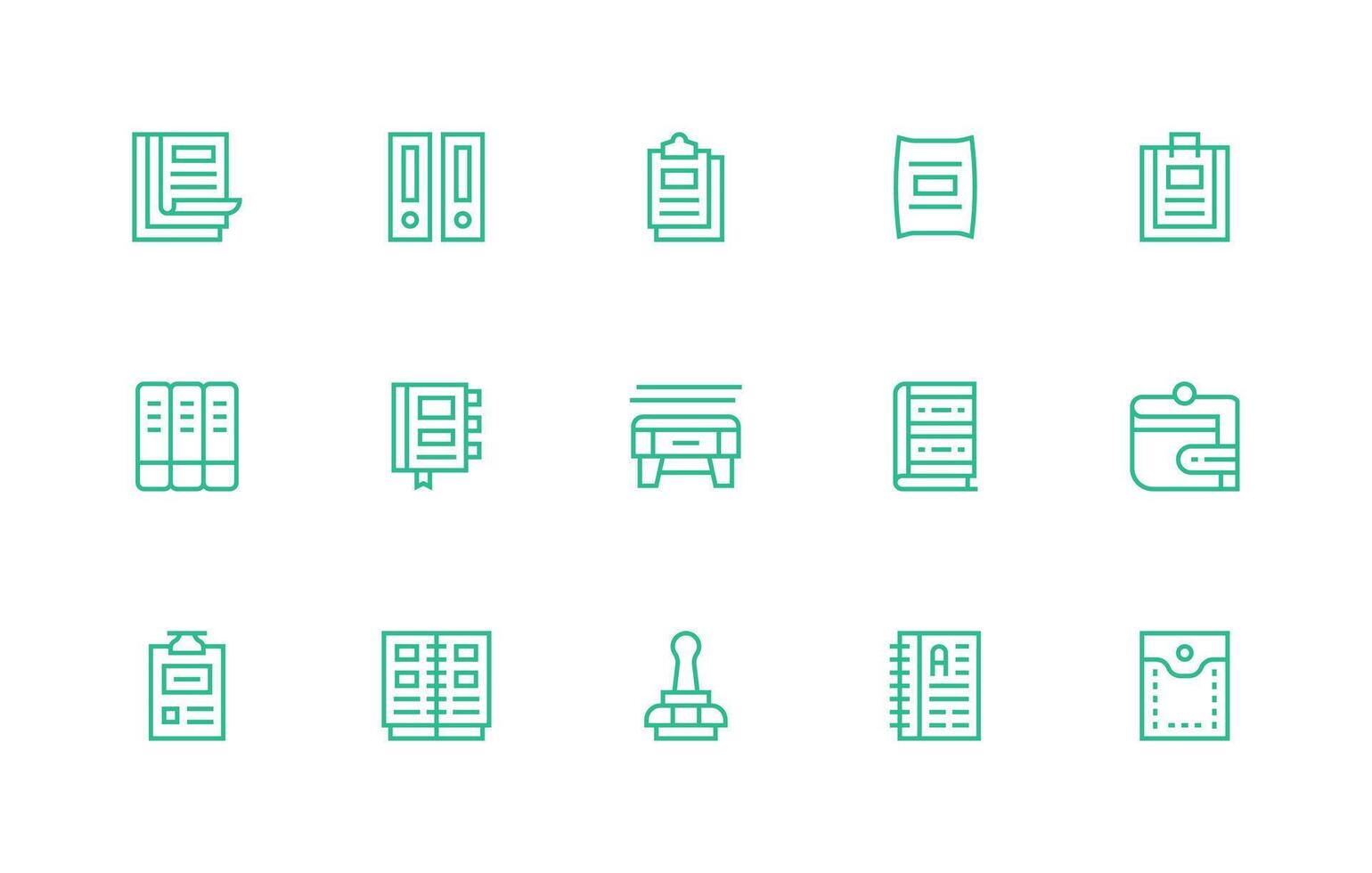 Binder Icon Set with 15 Regular Line Graphics Full Icon Library for UI Designers vector