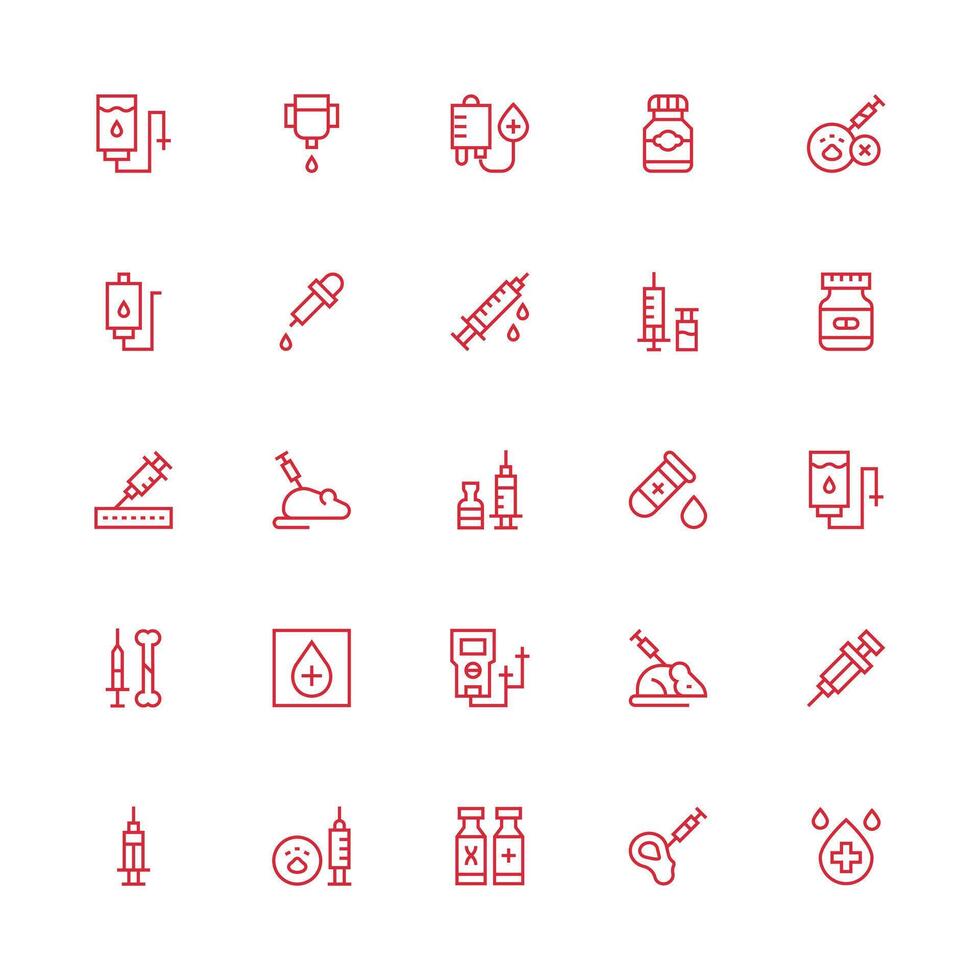 Medium Stroke Outline Icons from Injection Set with 25 Vectors Light Icon Series