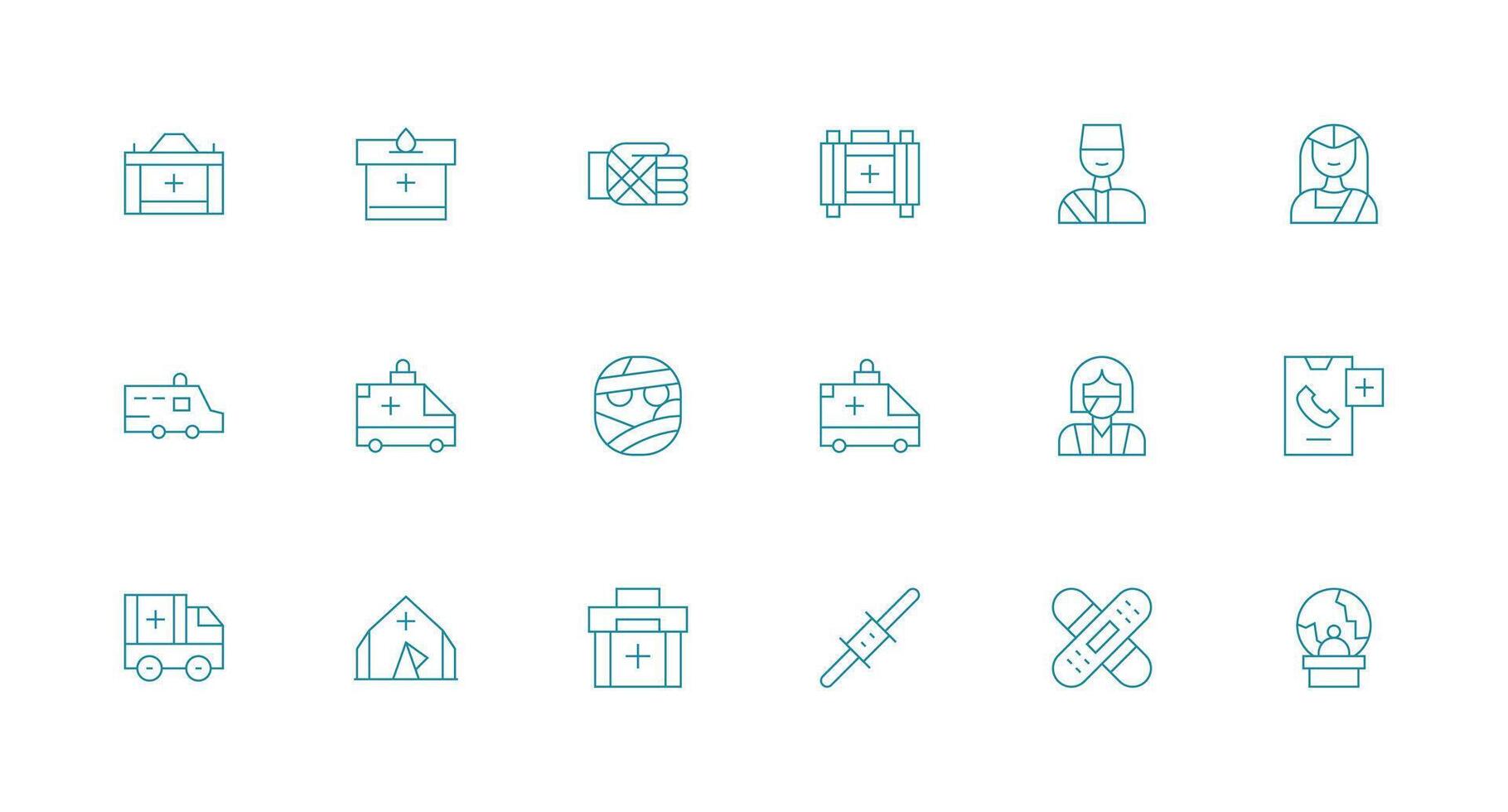 Trauma Set with 18 Minimal Line Icons Quick Access Icons for UI Development vector