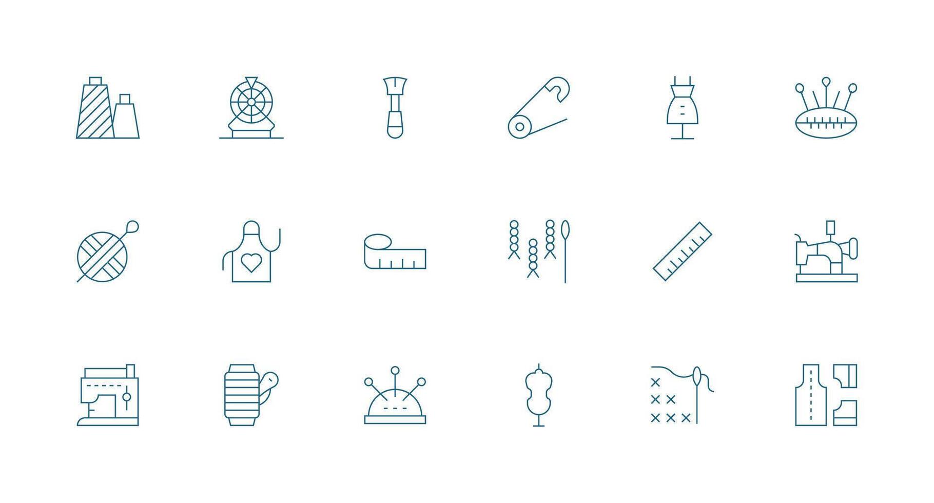 18 Icons for Sewing in Minimal Line Format UI Icon Set vector