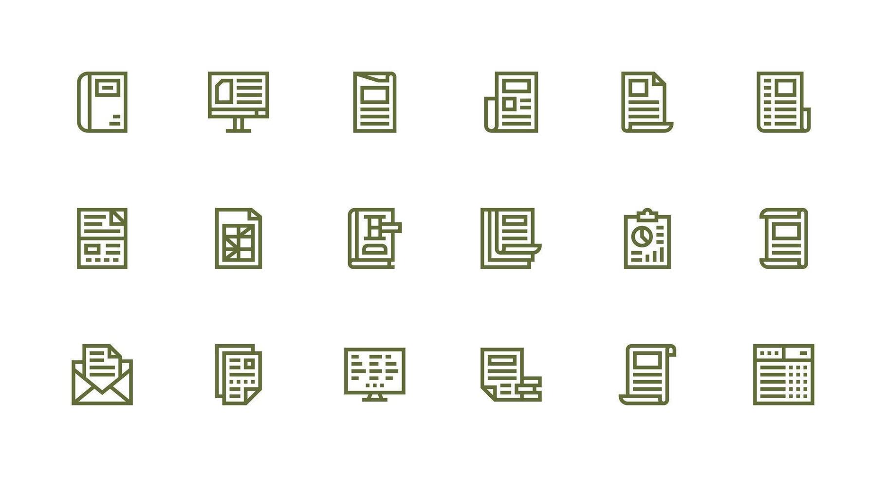 Strong Stroke Line Style Excel Icons with 18 Vectors Well-Structured Icons for Creative Use