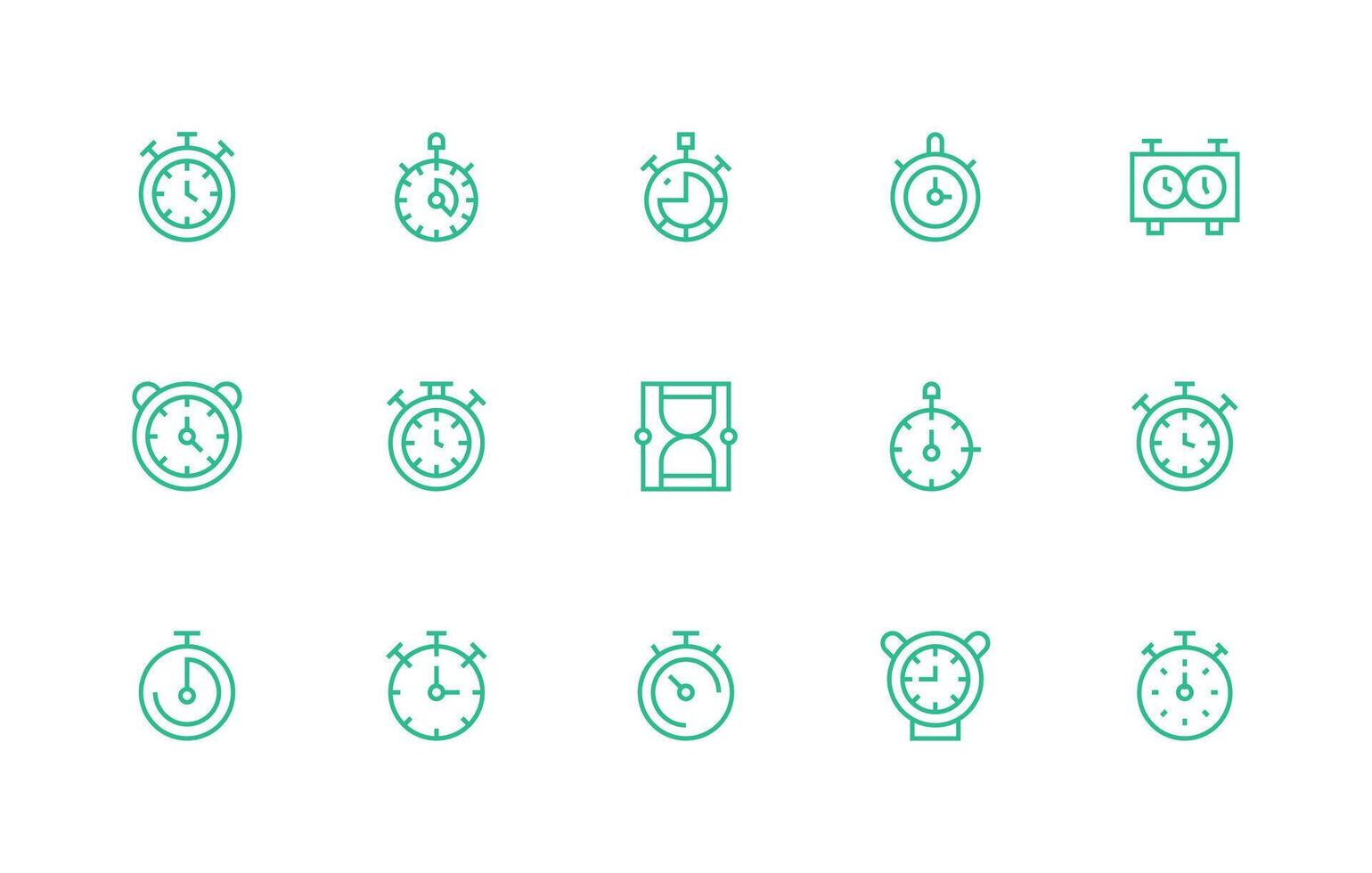 15 Elapsed Time Icons in Regular Line Aesthetic Icon Set for Web vector