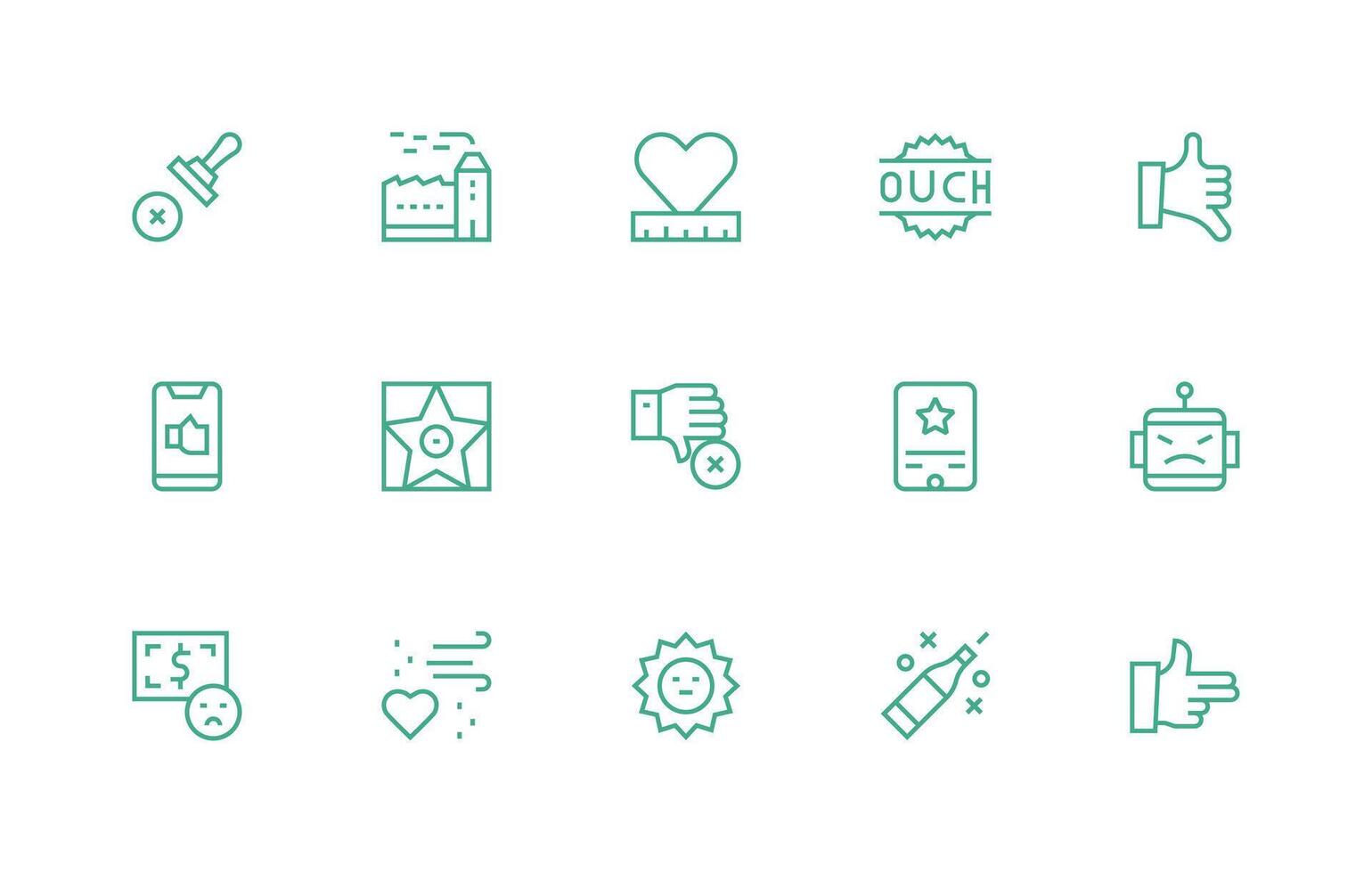 Regular Line Icons from Bad Set with 15 Vectors UI-Ready Icon Collection