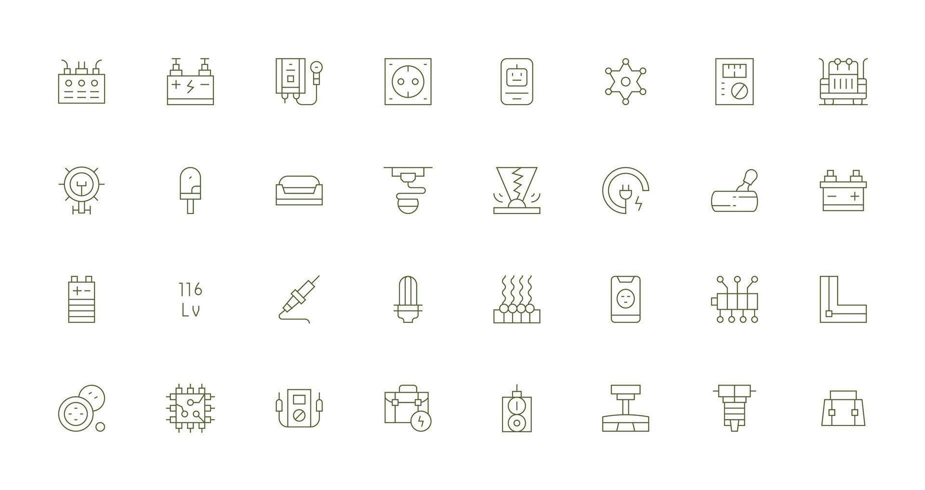 32 Icons for Electrical in Thin Line Format Smart Icon Collection vector