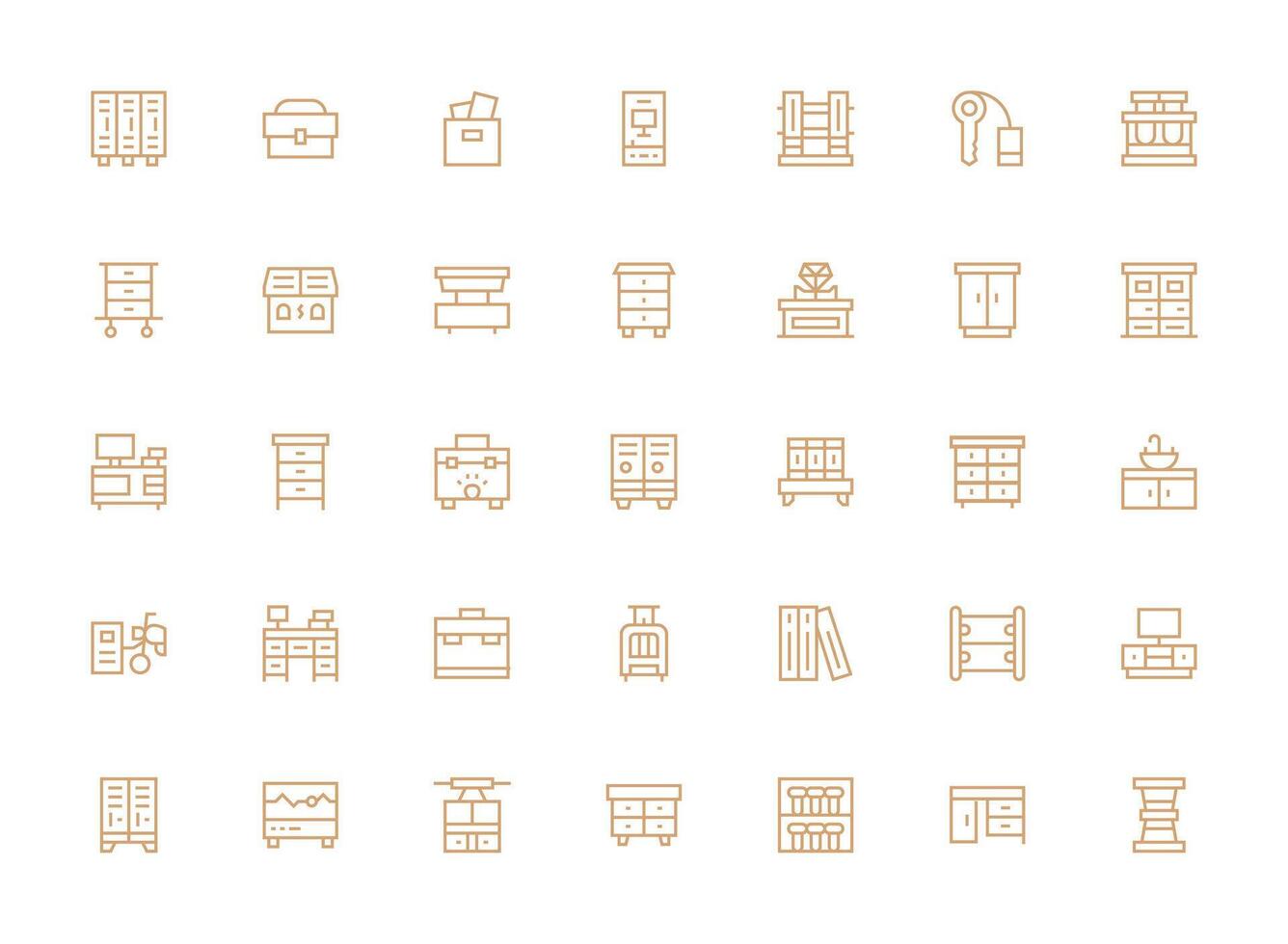 Cabinet Icon Collection with 35 Regular Clean Line Designs Clean Icon Collection for Web Use vector