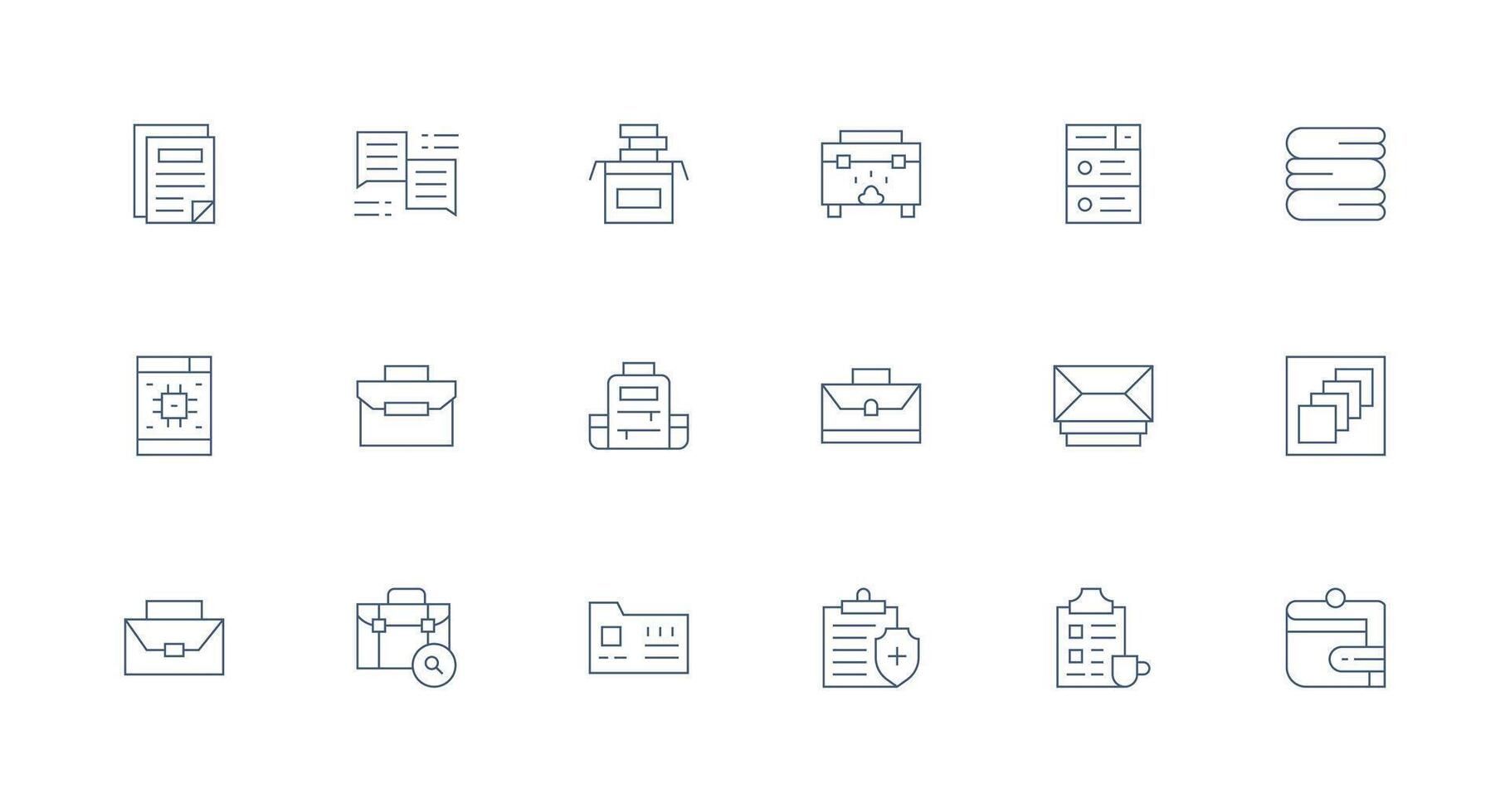 Documents Visual Pack containing 18 Minimal Line Icons Multi-Style Icon Collection vector
