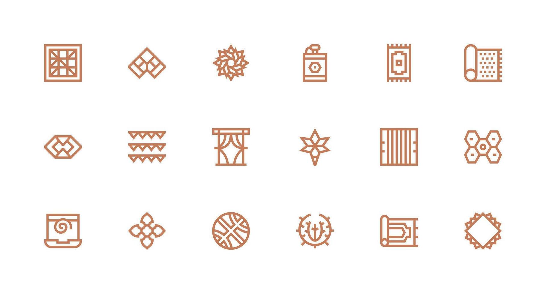 Patterned Icon Set with 18 Strong Stroke Line Graphics Neatly Designed Icons for Web Platforms vector