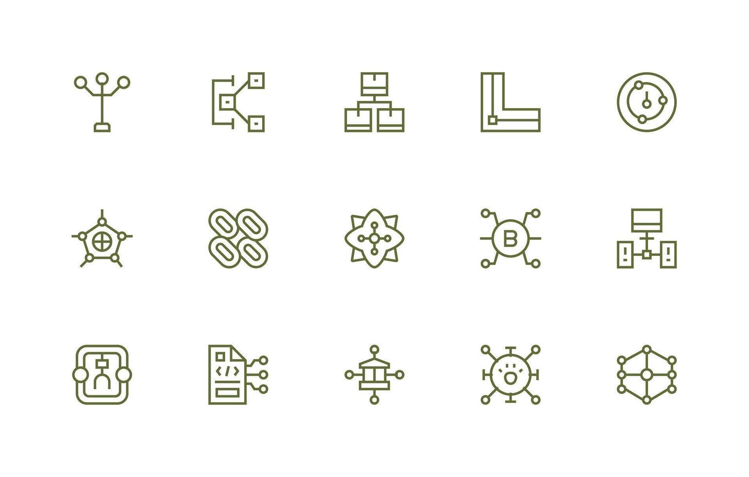 Node Icon Collection with 15 Regular Line Designs Icon Set vector