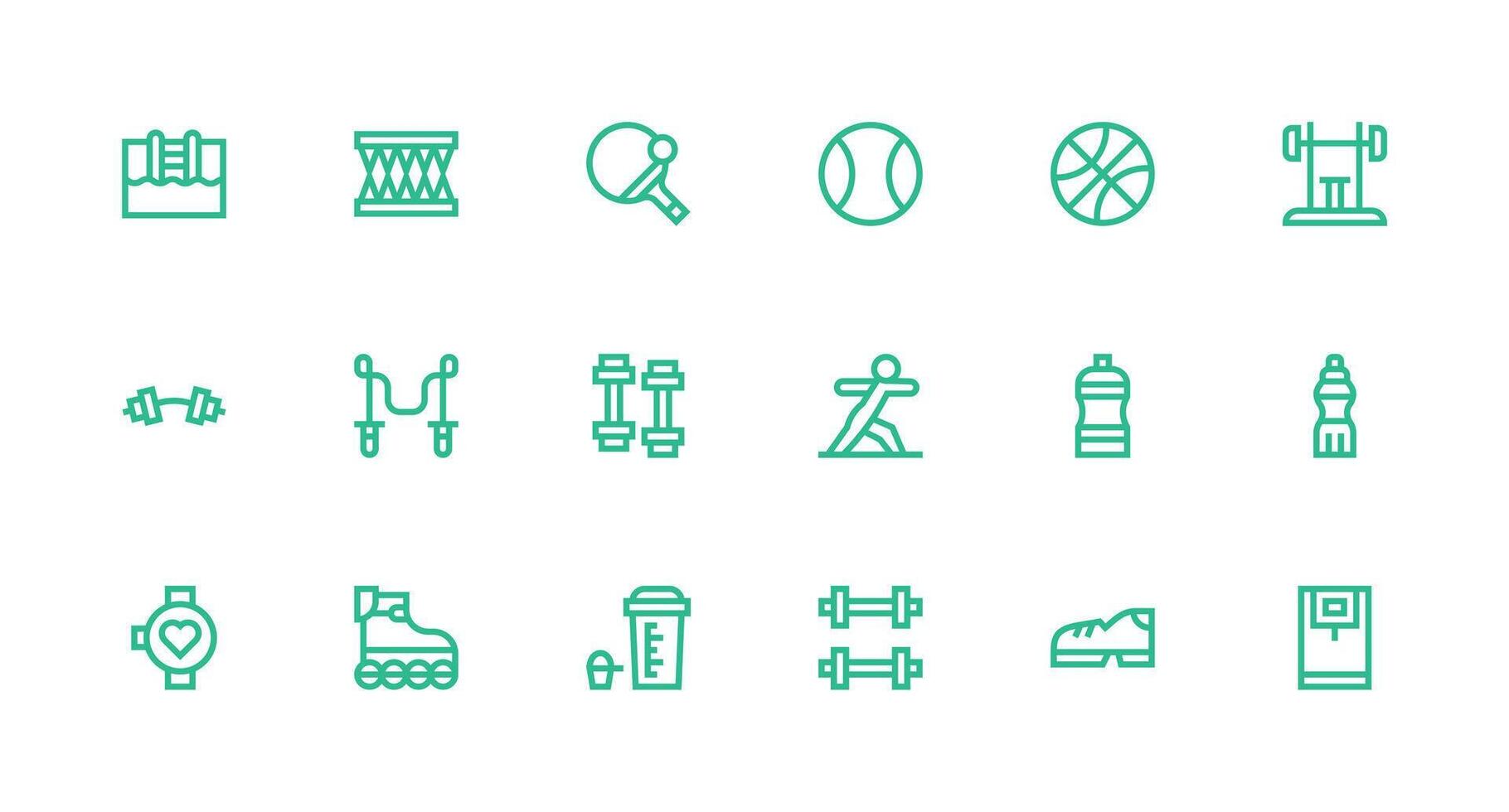 Strong Stroke Line Icons from Exercise Set with 18 Vectors Professional Icon Set