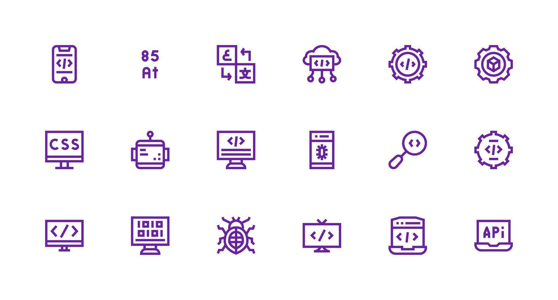 18 Strong Stroke Line Designs for Programming Icons Icon Pack for Various Themes vector