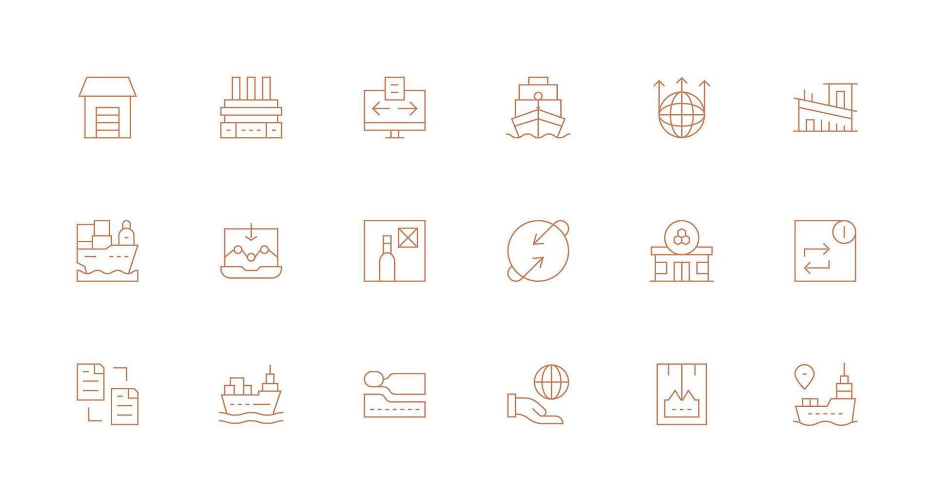 Export Visual Pack containing 18 Minimal Line Icons Minimal Icon Set for Interface Projects vector