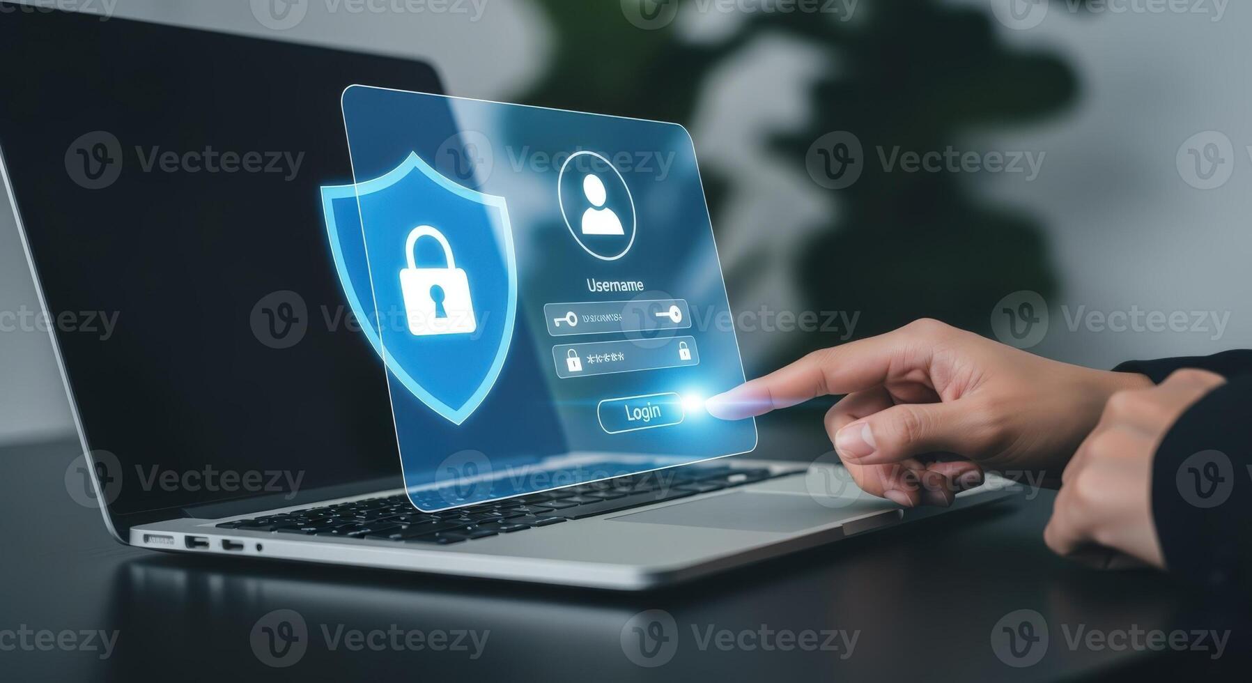 Data Security System on Laptop Screen with User Login Interface for Secure Access photo
