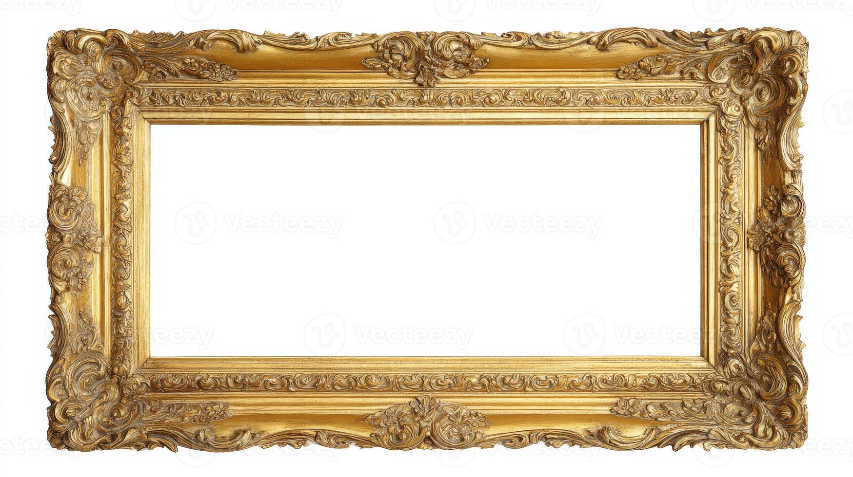Ornate Gold Frame with Empty Space, Ideal for Artwork Presentation and Creative Design Projects photo