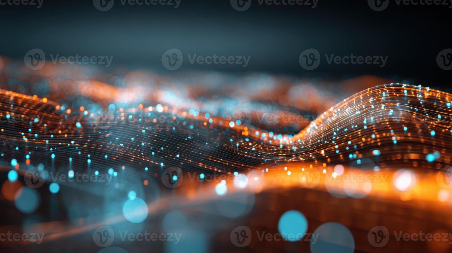 Abstract Technology Background with Glowing Points Forming Waves, Ideal for Technology or Science Projects photo