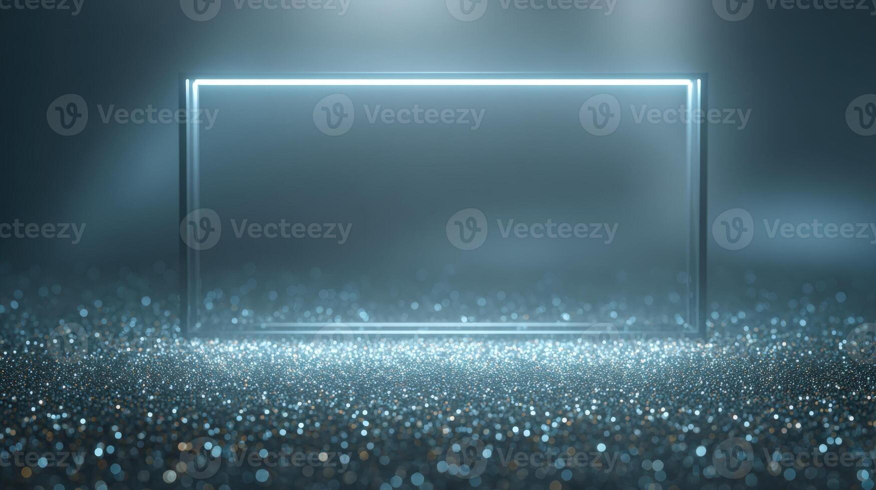 Illuminated Rectangular Frame Display with Glittering Surface, Ideal for Product Showcase and Modern Presentations photo