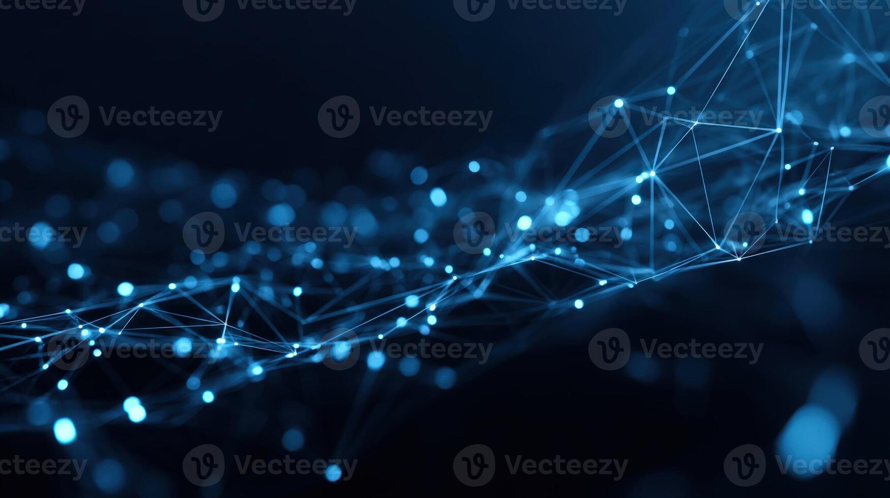 Abstract Network Connection Structure A Modern Technological Visualization with Blue Glowing Nodes and Lines on Dark Background photo