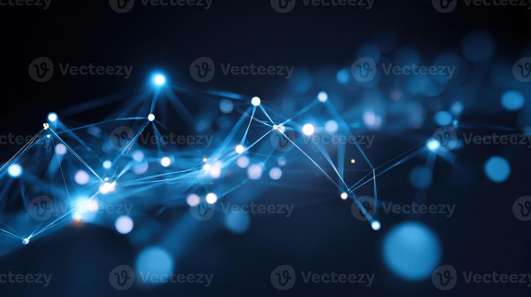Abstract Network Connection Background with Glowing Nodes, Artificial Intelligence, Data Science and Neural Network Concept photo