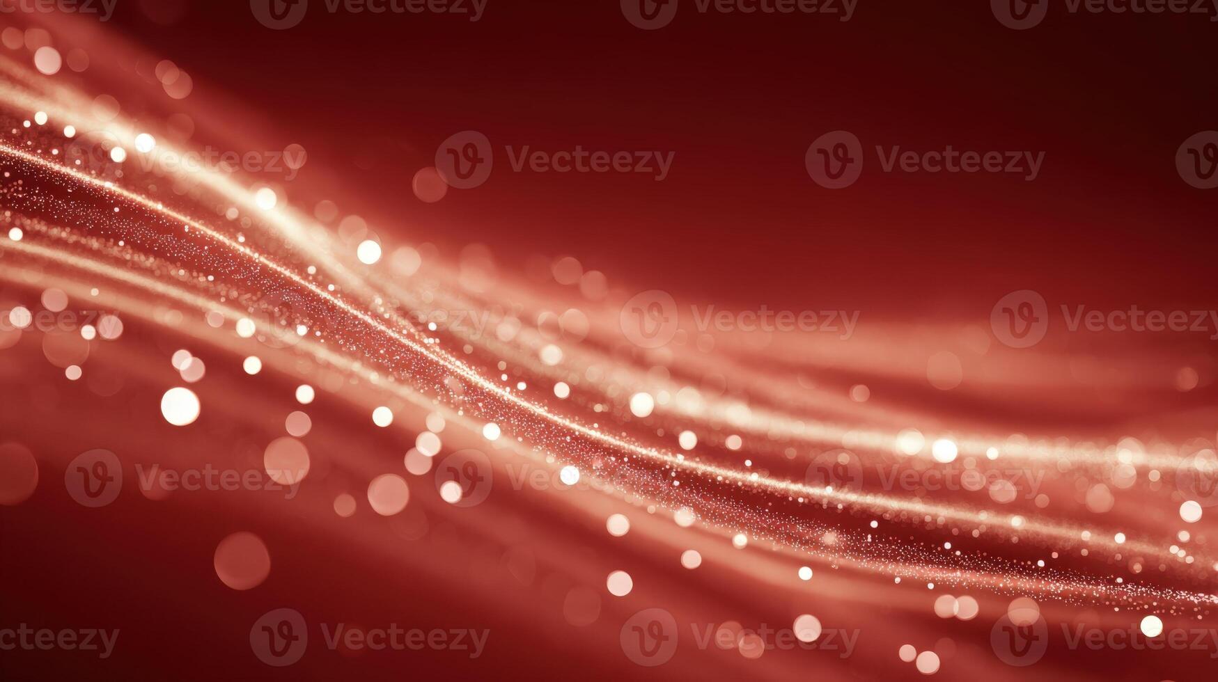 Abstract Wavy Lines with Bokeh Effect on Red Background - Modern Technology and Festive Design photo