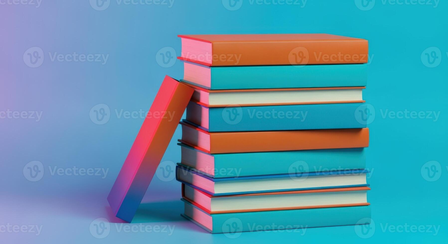 Colorful Stack of Books with Gradient Background, Representing Knowledge, Education, and Literature photo