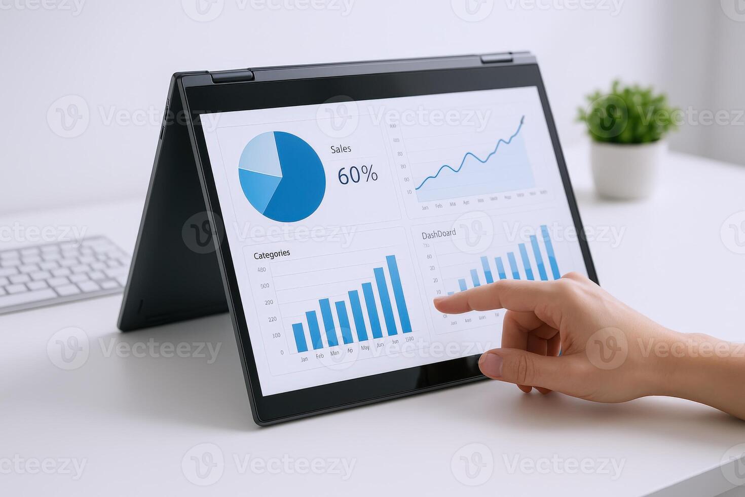 Data Analysis on Convertible Laptop Business Analytics, Charts and Graphs, Modern Workplace Technology photo
