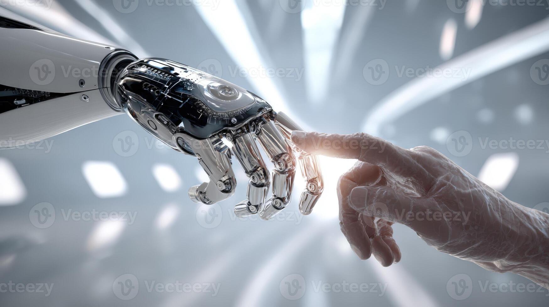 Human and Robot Interaction Conceptual Image of Artificial Intelligence and the Future of Technology photo