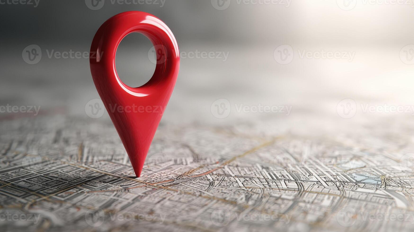 Location Pointer on Detailed City Map Navigation, Destination, and Travel Concept Visualization photo