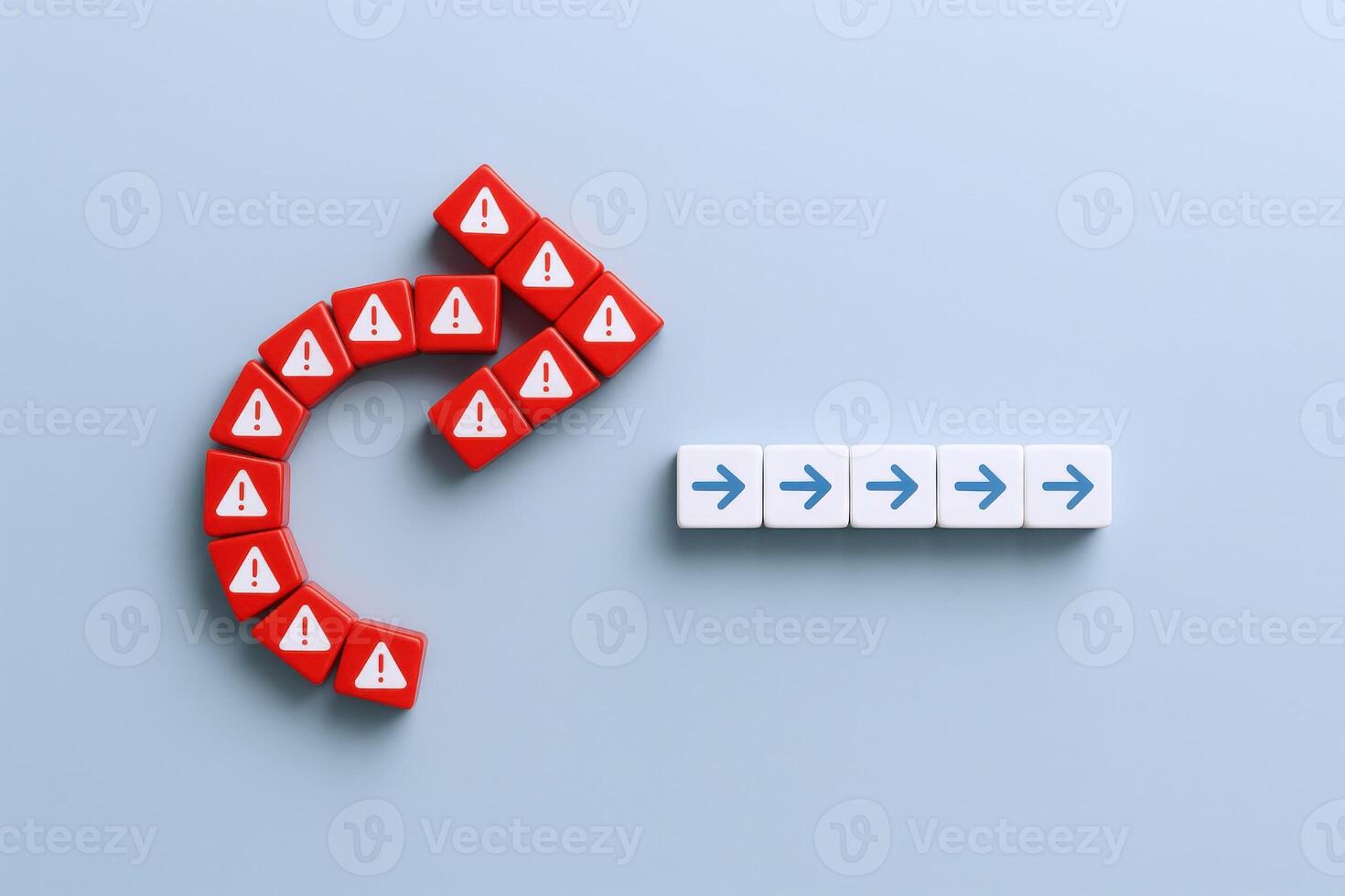 Risk Management Strategy Concept with Danger Warning Arrow Turning Back from Forward Progress photo