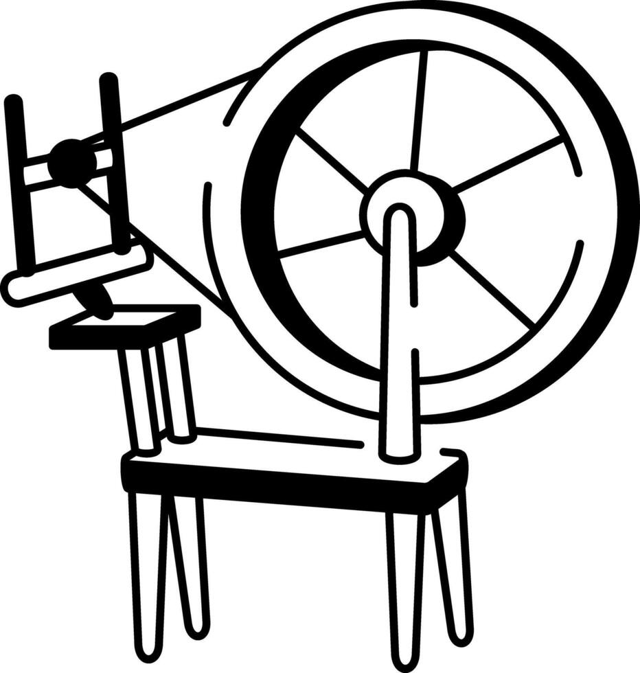 A sketchy style icon showing wool spinning machine vector