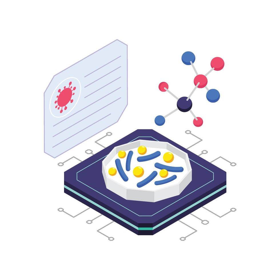 Cell structure and molecular interaction illustration vector